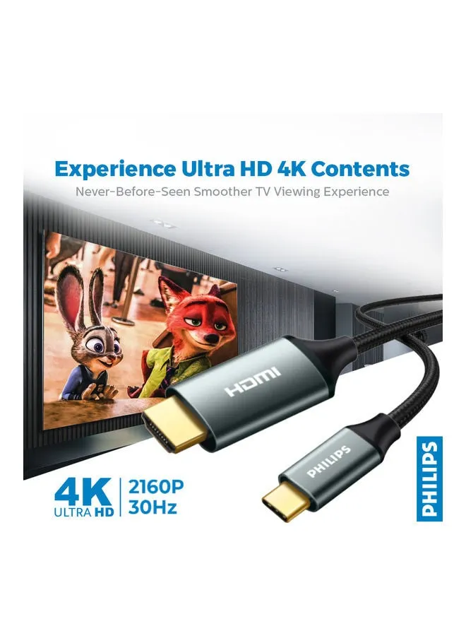 كابل من Type C إلى HDMI، يدعم 4K أسود-2