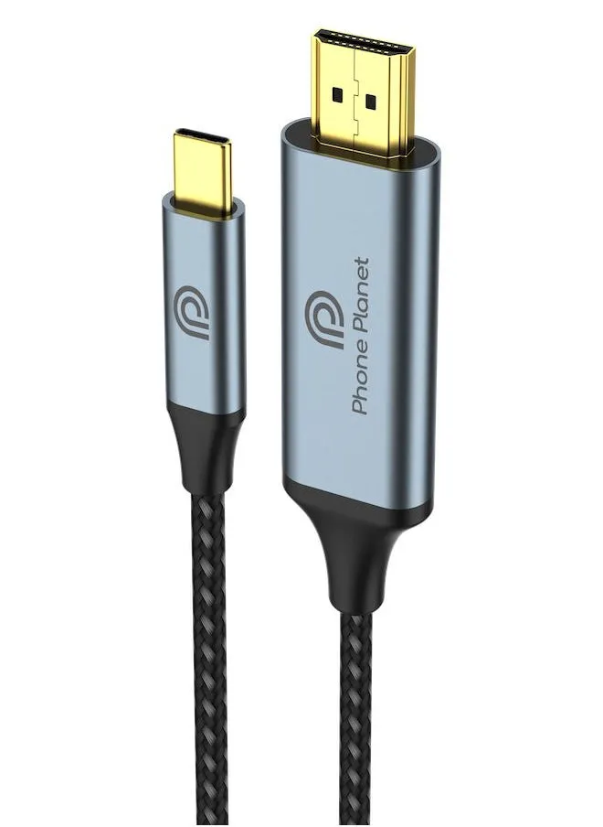 كابل تايب سي إلى HDMI بدقة 4K ومنفذ USB 3.1 الاتصال السريع والجودة الفائقة باللون الأسود-1