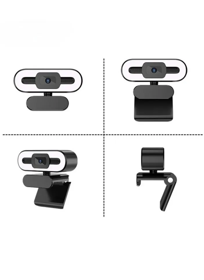 كاميرا ويب بدقة 4K مع إضاءة، كاميرا ويب عالية الدقة مع تصحيح تلقائي للضوء مع مجال رؤية قابل للتعديل، كاميرا ويب للألعاب تدعم HDR مع إضاءة حلقية للفرق، Zoom، كمبيوتر شخصي/كمبيوتر محمول/ماك/سطح مكتب، (4K)-2