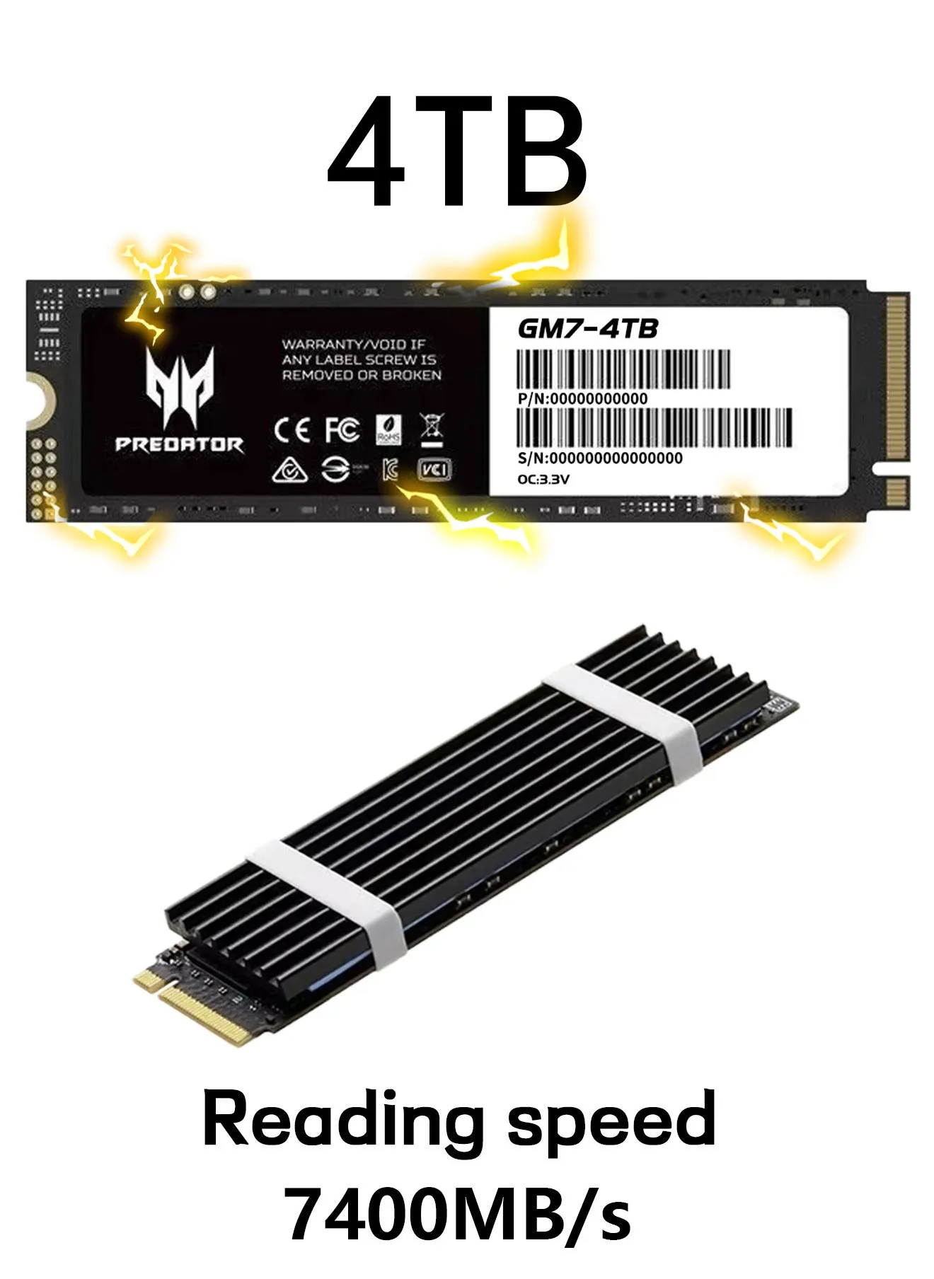 4 تيرابايت 7400 ميجابايت/ثانية SSD PCIe NVMe Gen4 M.2 2280، محركات الأقراص الصلبة الداخلية، متوافقة مع PS5، كمبيوتر سطح المكتب، الكمبيوتر المحمول، بما في ذلك المبدد الحراري، وأدوات التفكيك وتعليمات التثبيت-1