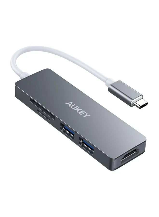 موزع منافذ USB-C بتصميم رقيق 5 في 1 طراز CB-C72 رمادي-1