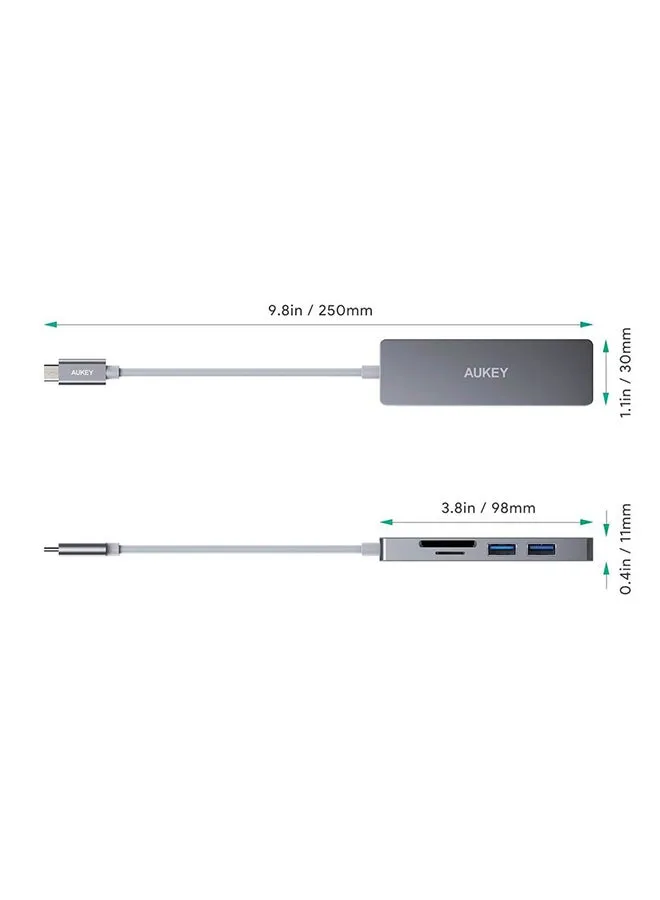 موزع منافذ USB-C بتصميم رقيق 5 في 1 طراز CB-C72 رمادي-2