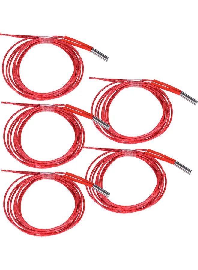 5-Piece 12V Single End Cartridge Heater Wire Red-1