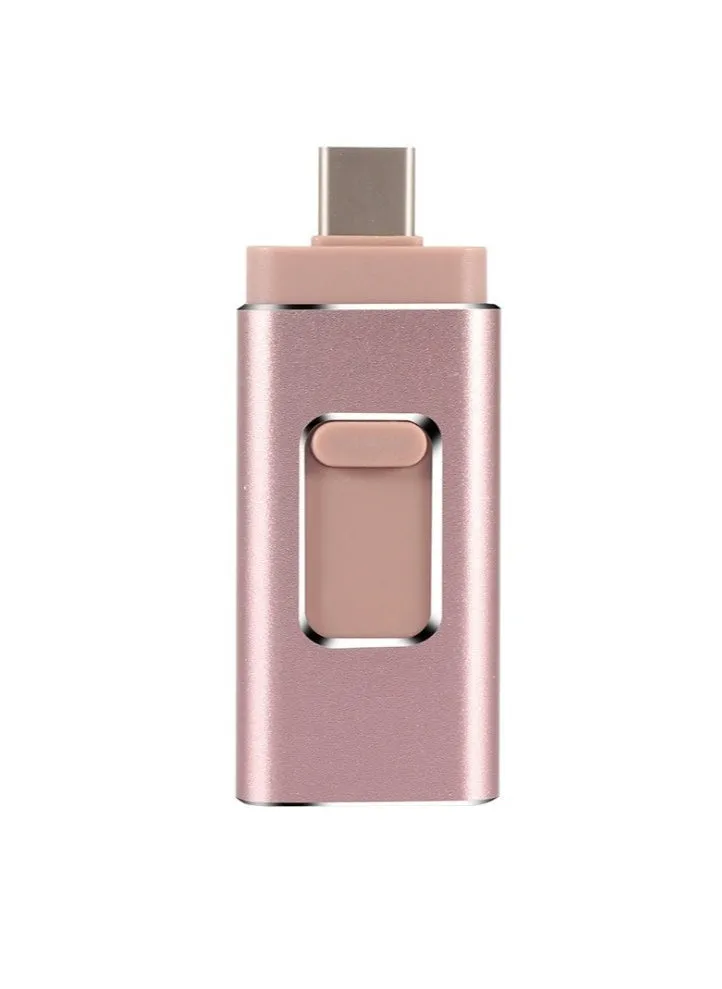 512GB USB Flash Drive, Shock Proof 3-in-1 External USB Flash Drive, Safe And Stable USB Memory Stick, Convenient And Fast Metal Body Flash Drive, Rose Gold (Type-C Interface + apple Head + USB)-1