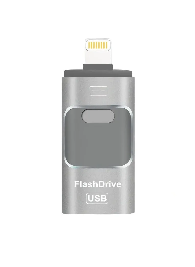 محرك أقراص فلاش USB سعة 512 جيجابايت، محرك أقراص فلاش USB خارجي متين مقاوم للصدمات، ذاكرة USB آمنة ومستقرة، محرك أقراص فلاش I-flash مريح وسريع لهاتف iPhone، (512 جيجابايت رمادي فضي)-1