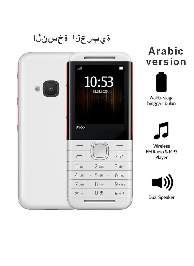 هاتف خلوي 5310 GSM غير ذكي بلوحة مستقيمة لكبار السن مزود بزر ضغط ومكبر صوت مزدوج 1200 مللي أمبير في الساعة في وضع الاستعداد طويل للغاية-2