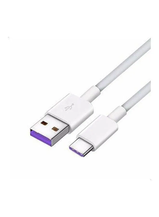 كابل USB بشحن فائق السرعة بتردد 5 أمبير أبيض-1