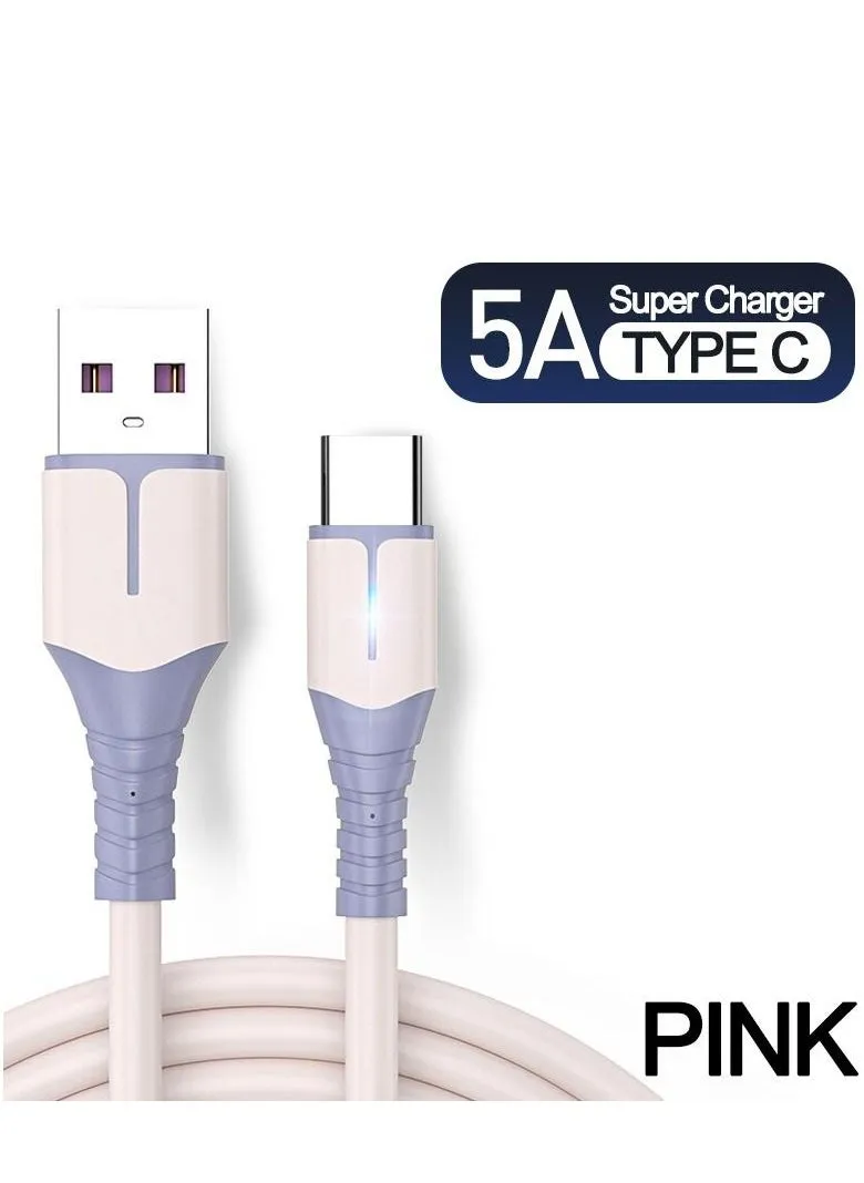 5A Type C Fast Charging Cable Micro USB Charger Pink-1