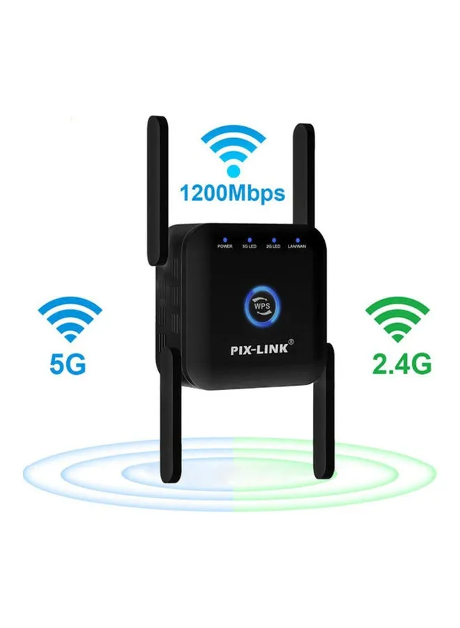 مضخم صوت واي فاي 5G باللون الأسود أسود-1