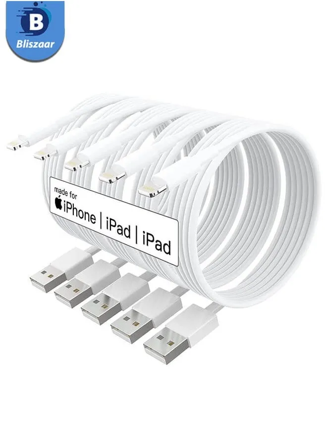 5pcs USB Charging Cable For Apple iPhone 1m, Fast Charge Cable White-1