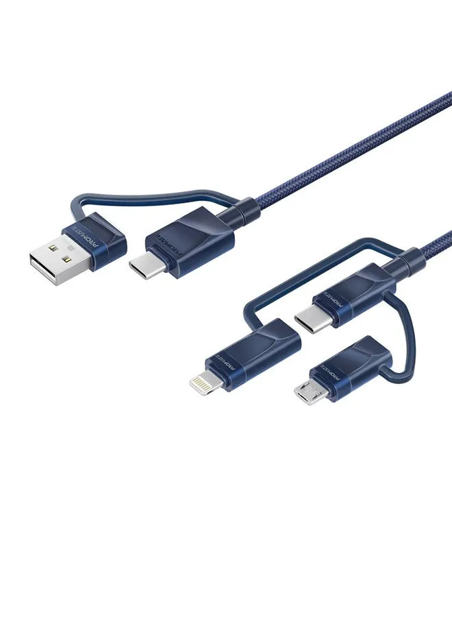 كابل شحن متعدد 6 في 1، هجين ممتاز 20 فولت 3 أمبير، USB-C، موصلات Micro USB إلى USB-A، كابل شحن سريع المزامنة USB-C مع توصيل طاقة 60 وات من النوع C إلى النوع C ،أزرق-1