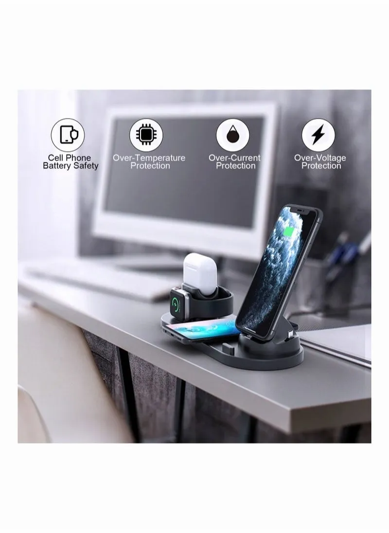 6 in 1 Wireless Charger for Watch/AirPods Pro/iPhone 13/12/11/11pro/11pro Max/X/XS/XR Samsung S20/S10 Charging Dock Station for Other Qi Phones-2