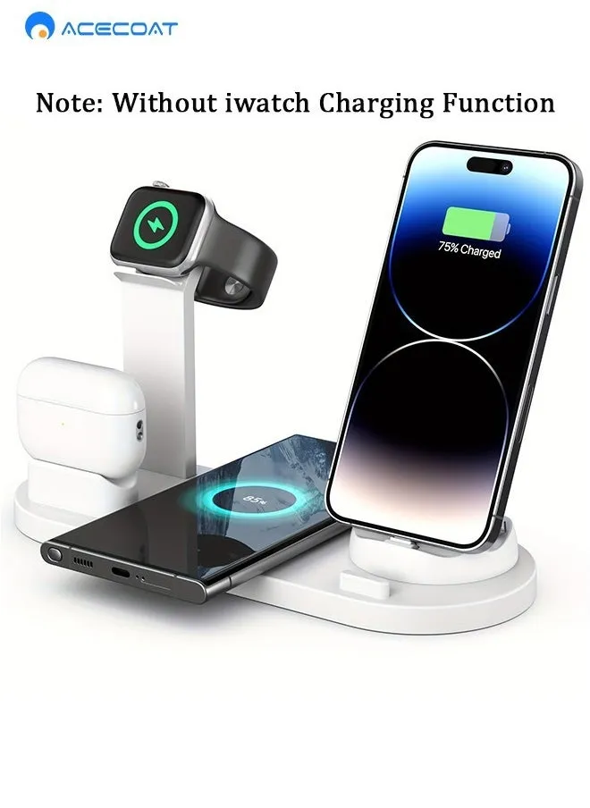 6 in 1 Wireless Charging Station, 360° Rotatable Charging Dock for Apple/Micro/Type C Phones/Airpods, 15W Qi Wireless Fast Charge for iPhone 8/9/10/11 Series/12 Series/Samsung, Stand for iWatch-1