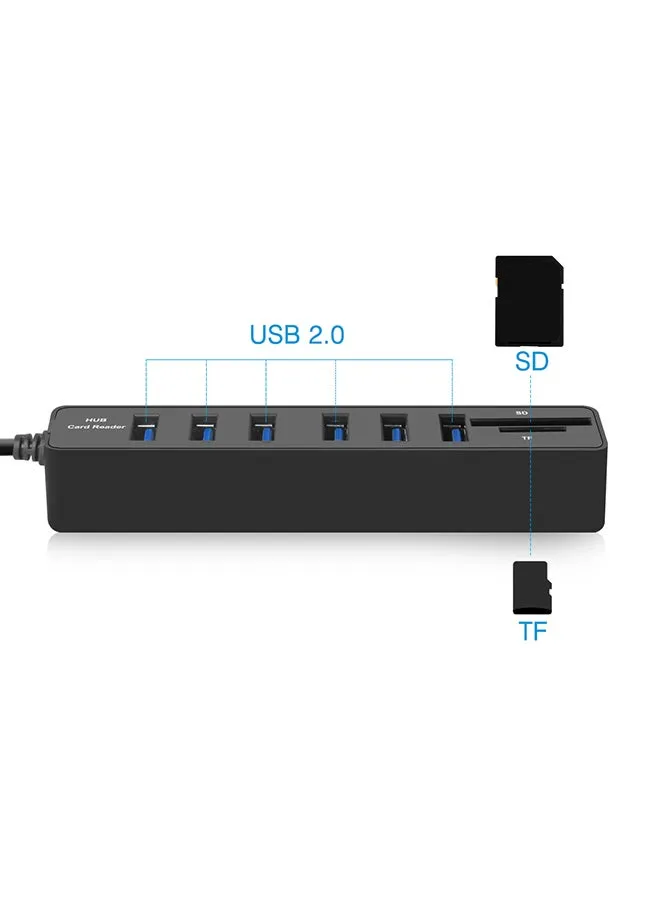 موزع USB 6 منافذ 2.0 مع محول مقسم الطاقة-2