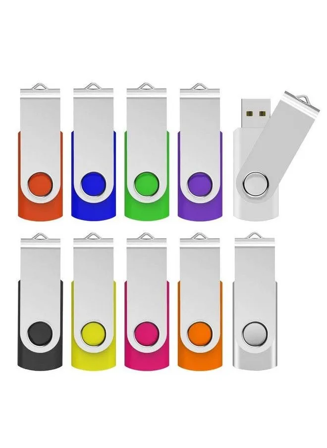 64Gb Usb 2.0 Flash Drives 10 Pcs Memory Stick Swivel Thumb Drives Pen Drives (Mixcolored)-1