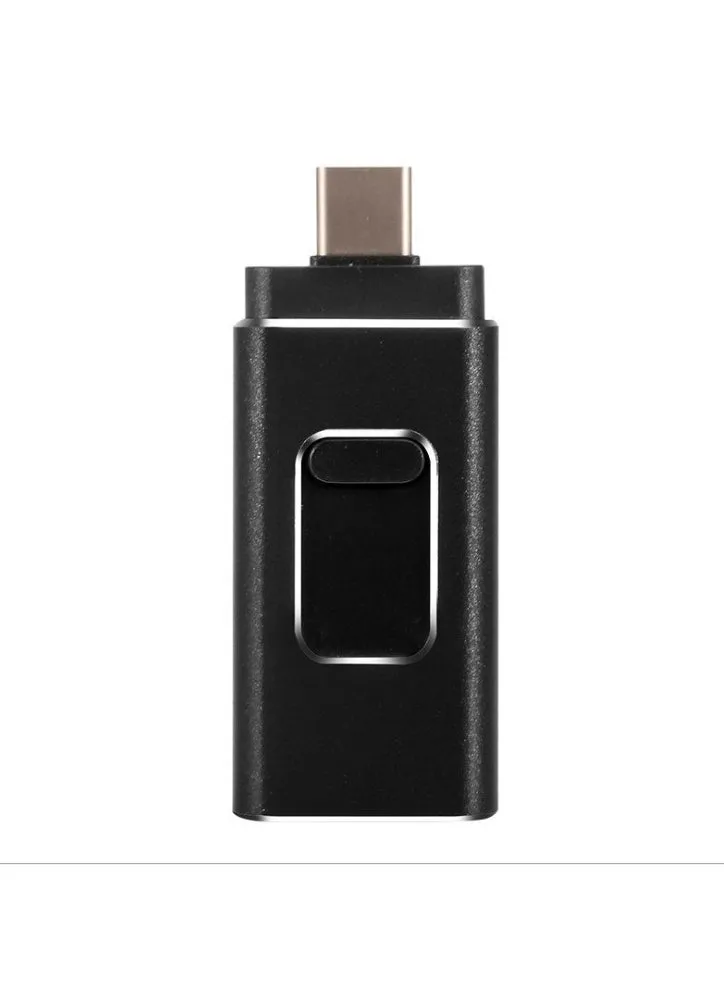 64GB USB Flash Drive, Shock Proof 3-in-1 External USB Flash Drive, Safe And Stable USB Memory Stick, Convenient And Fast Metal Body Flash Drive, Black Color (Type-C Interface + apple Head + USB)-1