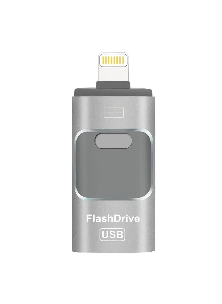 محرك أقراص فلاش USB سعة 64 جيجابايت، محرك أقراص فلاش USB خارجي متين مقاوم للصدمات، ذاكرة USB آمنة ومستقرة، محرك أقراص I-flash مريح وسريع لهاتف iPhone، (64 جيجابايت فضي رمادي)-1