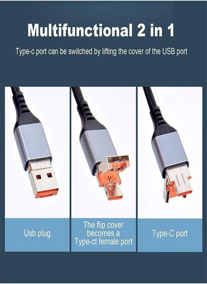 كابل شحن USB C 65 وات 2 في 1 شحن سريع سلك شاحن مضفر نايلون محمول لنقل البيانات من النوع C كابل توصيل الطاقة من موجماكس-2