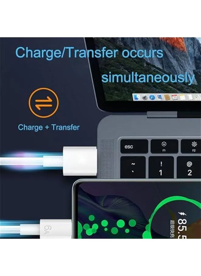 تشاسينغلي كيبل شاحن USB C 66 واط 6 امبير، شاحن سريع، شاحن سريع USB C، كيبل نوع سي فائق المتانة لجميع موديلات الموبايلات مع كيبل من النوع C، جوال 15/بلس/برو/برو ماكس (USB الى نوع C، 2 متر)، لمحول الش-2