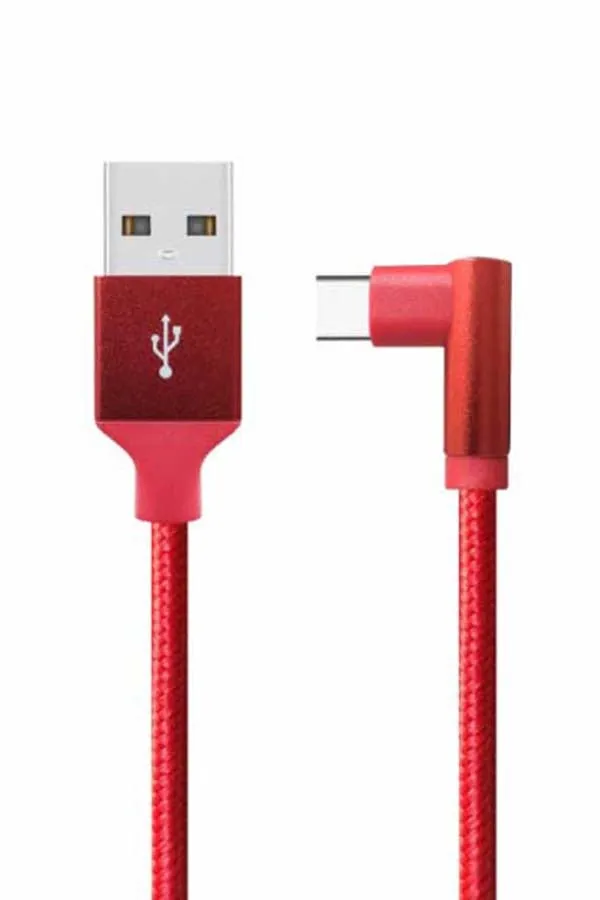 كابل USB A إلى USB C مضفر من النايلون بزاوية 6 أقدام-1