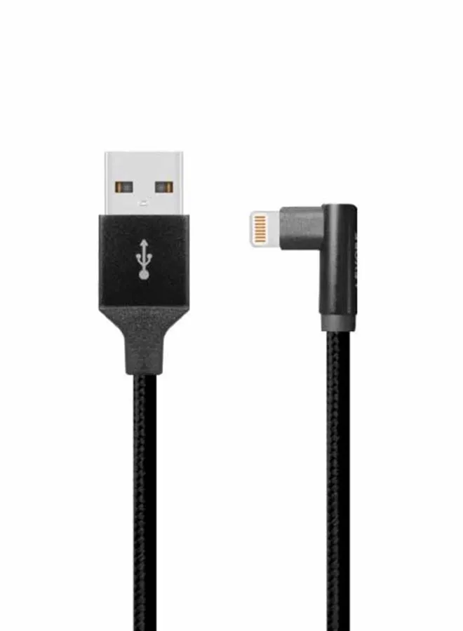 كابل USB A إلى لايتنينج، مضفر ومصنوع من النايلون، بطول 6 أقدام لون أسود.-1