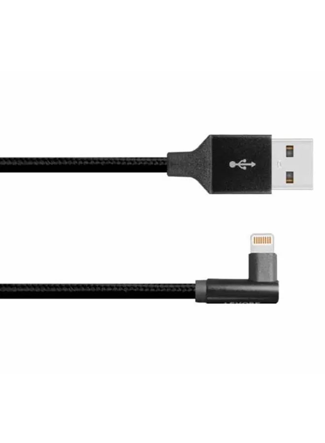 كابل USB A إلى لايتنينج، مضفر ومصنوع من النايلون، بطول 6 أقدام لون أسود.-2