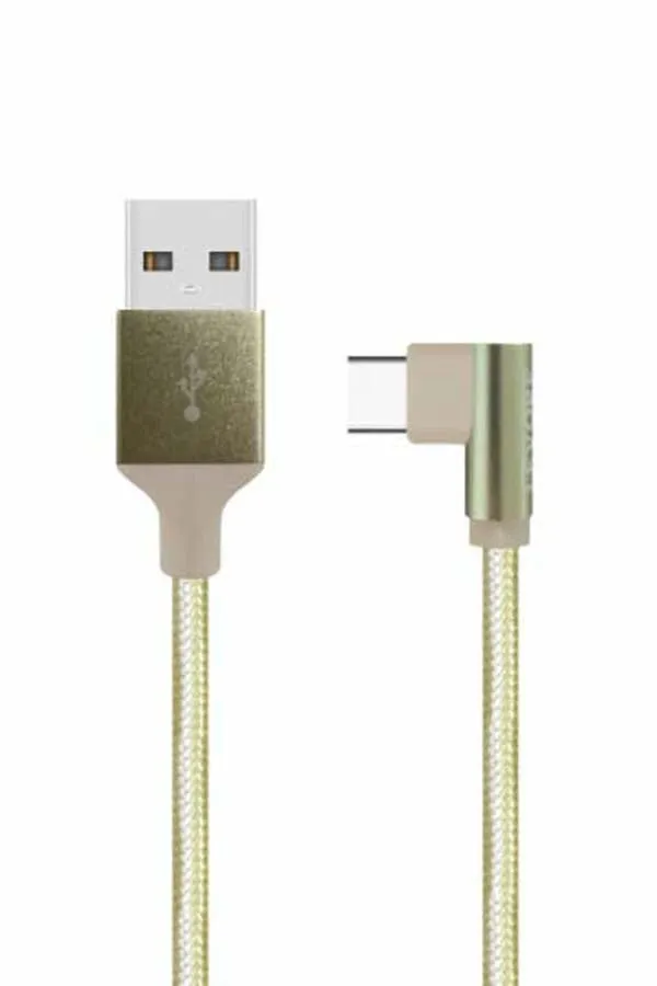 كابل USB A إلى USB C مضفر، مصنوع من النايلون بطول 6 أقدام ذهبي-1