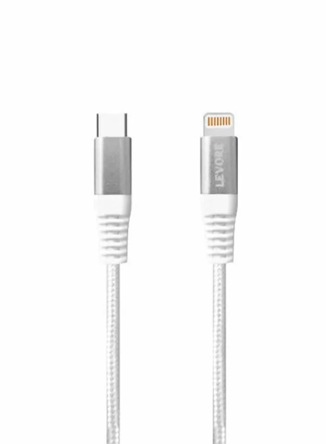 6FT Nylon Braided USB C to Lightning Cable White-1