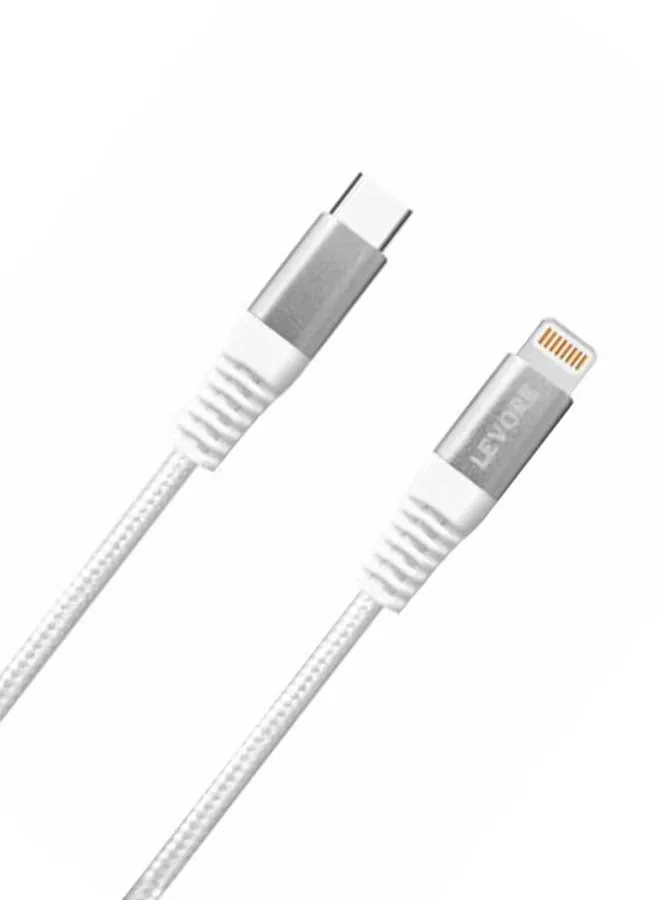 6FT Nylon Braided USB C to Lightning Cable White-2