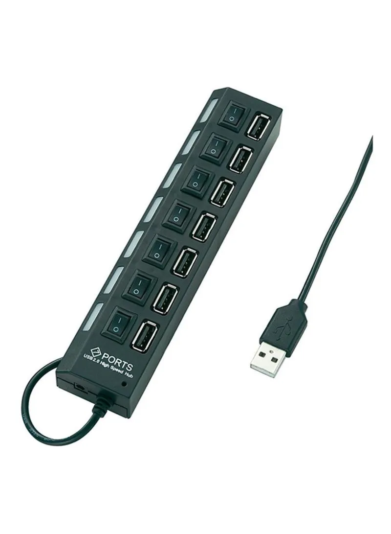 موزع USB به 7 منافذ أسود-1