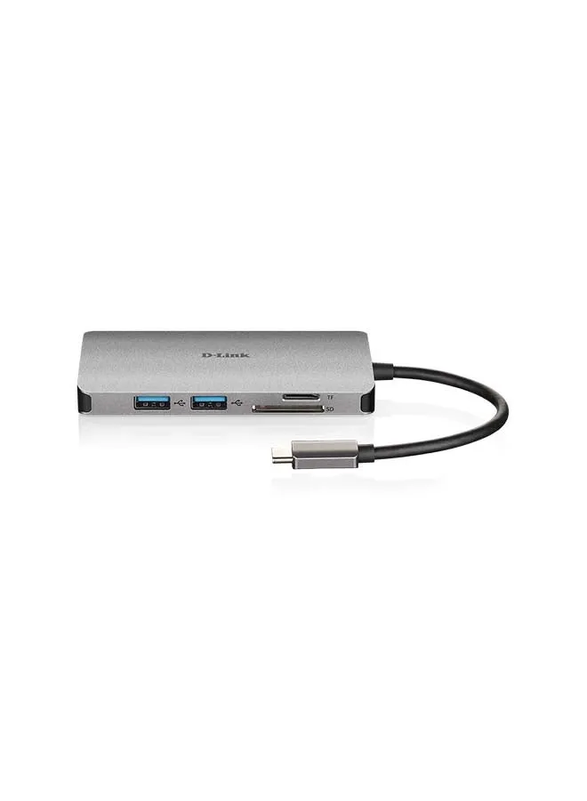 موزع USB-C‏ 8 في 1 مزود بقارئ بطاقة HDMI إيثرنت وتوصيل الطاقة DUB-M810 رمادي-2