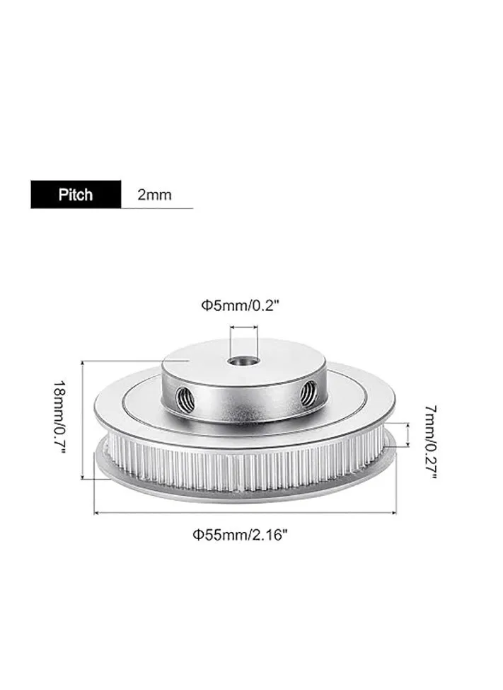 80 Teeth 5mm Bore Timing Pulley, Aluminium Synchronous Wheel Silver with M5 Screw for 3D Printer Belt, CNC Machine-2