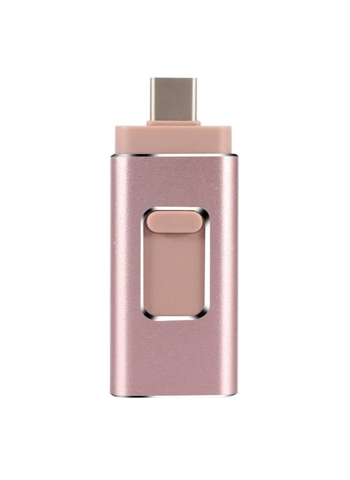 8GB USB Flash Drive, Shock Proof 3-in-1 External USB Flash Drive, Safe And Stable USB Memory Stick, Convenient And Fast Metal Body Flash Drive, Rose Gold (Type-C Interface + apple Head + USB)-1