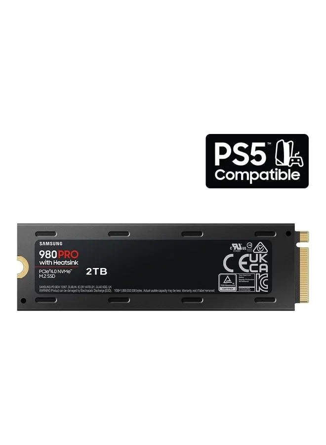 980 PRO SSD مع مبدد حرارة 2 تيرابايت PCIe Gen 4 NVMe M.2 محرك الأقراص الصلبة الداخلي ذو الحالة الصلبة، التحكم في الحرارة، السرعة القصوى، متوافق مع PS5، MZ-V8P1T0CW-2