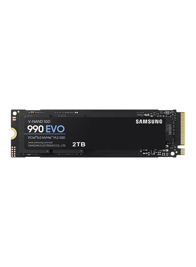 990 EVO NVMe M.2 SSD 2 تيرابايت، PCIe 4.0 x4 / PCIe 5.0 x2، NVMe 2.0 (2280)، قراءة 5000 ميجابايت/ثانية، كتابة 3200 ميجابايت/ثانية، SSD داخلي للألعاب وتحرير الرسومات، MZ-V9E2T0BW-1