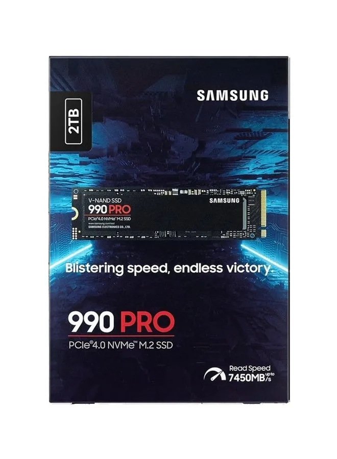 990 Pro 2 تيرابايت NVMe M.2 SSD داخلي، PCIe Gen 4.0 x4، واجهة NVMe 2.0، سرعة قراءة تسلسلية 7450 ميجابايت/ثانية، سرعة كتابة تسلسلية 6900 ميجابايت/ثانية، جهد 3.3، V-NAND 3 بت MLC | MZ-V9P2T0BW 2 تيرابايت-2