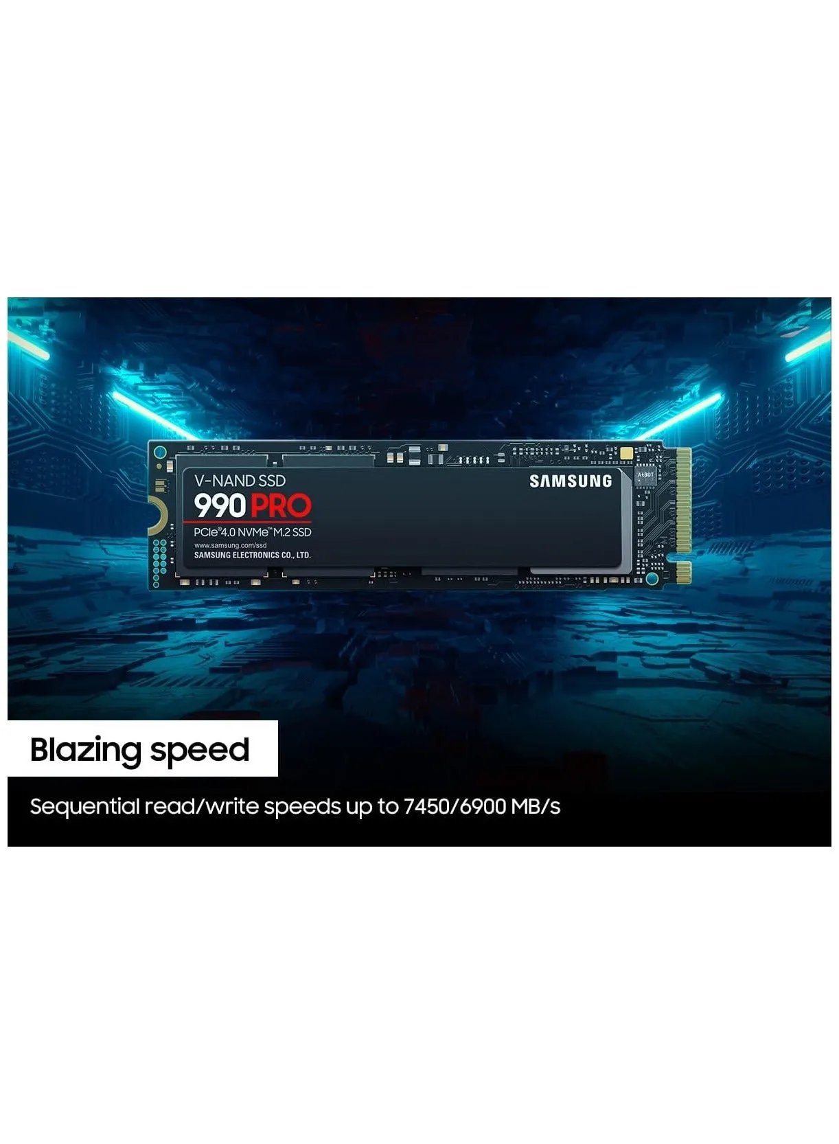 محرك أقراص الحالة الصلبة الداخلي 990 Pro SSD PCIe 4.0 M.2 2280، سرعات قراءة تصل إلى 7450 ميجابت/ثانية للحوسبة المتطورة والألعاب ومحطات العمل الشاقة-2