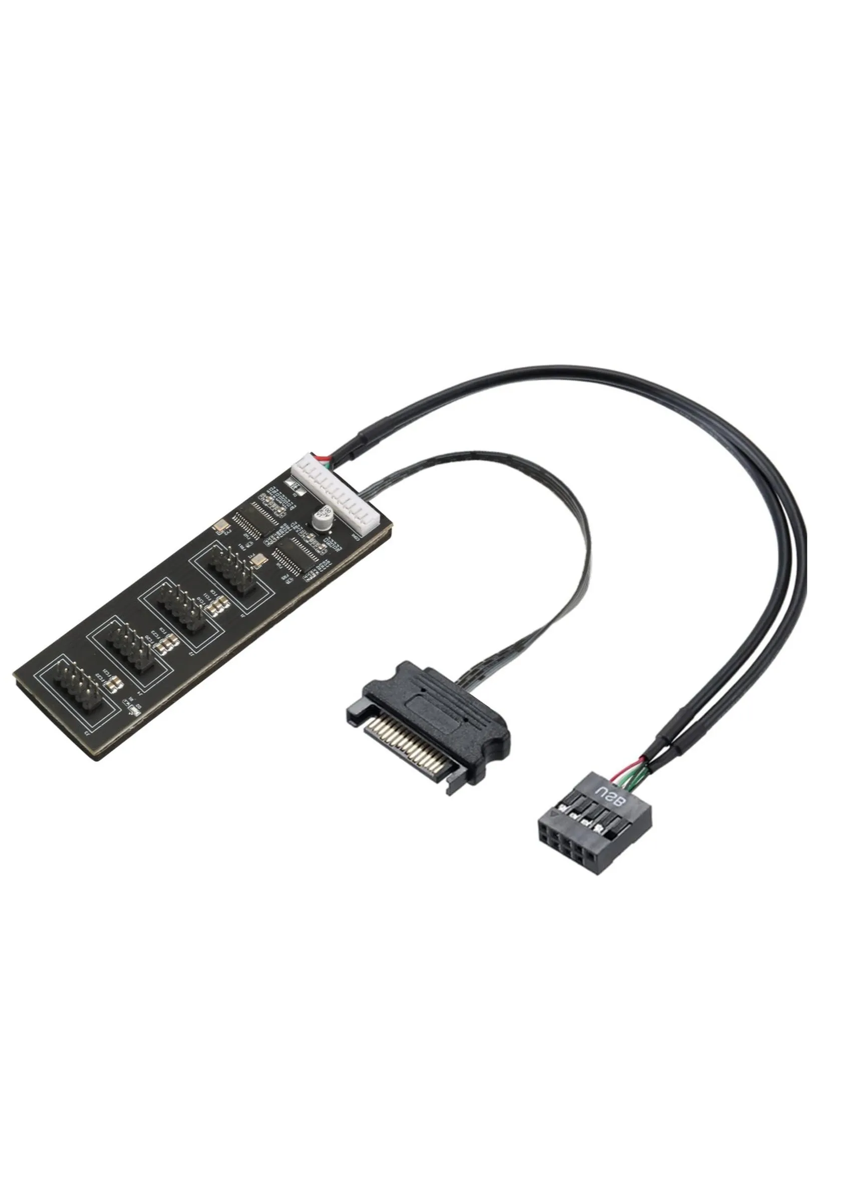 9Pin USB Header Splitter, with SATA Power Cable, 4 Internal USB 2.0 Ports, USB Header Extension Cable, USB 2.0 Splitter Connector, Adapter Port Multiplier for CPU Fans, RGB Lights, WiFi Receiver-1