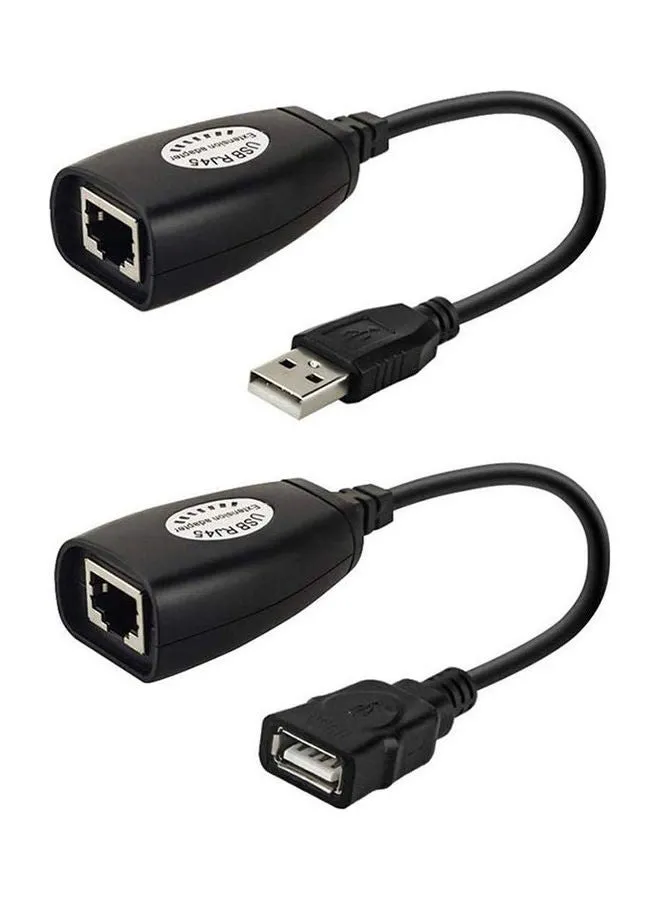 محول كابل محول شبكة تمديد RJ45 بمنفذ USB إلى منفذ كات 5-5E-6. لون أسود.-1