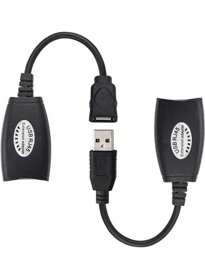 محول كابل محول شبكة تمديد RJ45 بمنفذ USB إلى منفذ كات 5-5E-6. لون أسود.-2