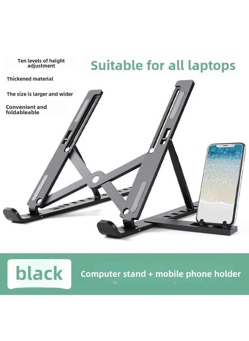 Adjustable Laptop Stand Foldable Ergonomic Cooling BracketBlack 10th gear + mobile phone holder [240g]] Black 10th gear + mobile phone holder [240g]]-1