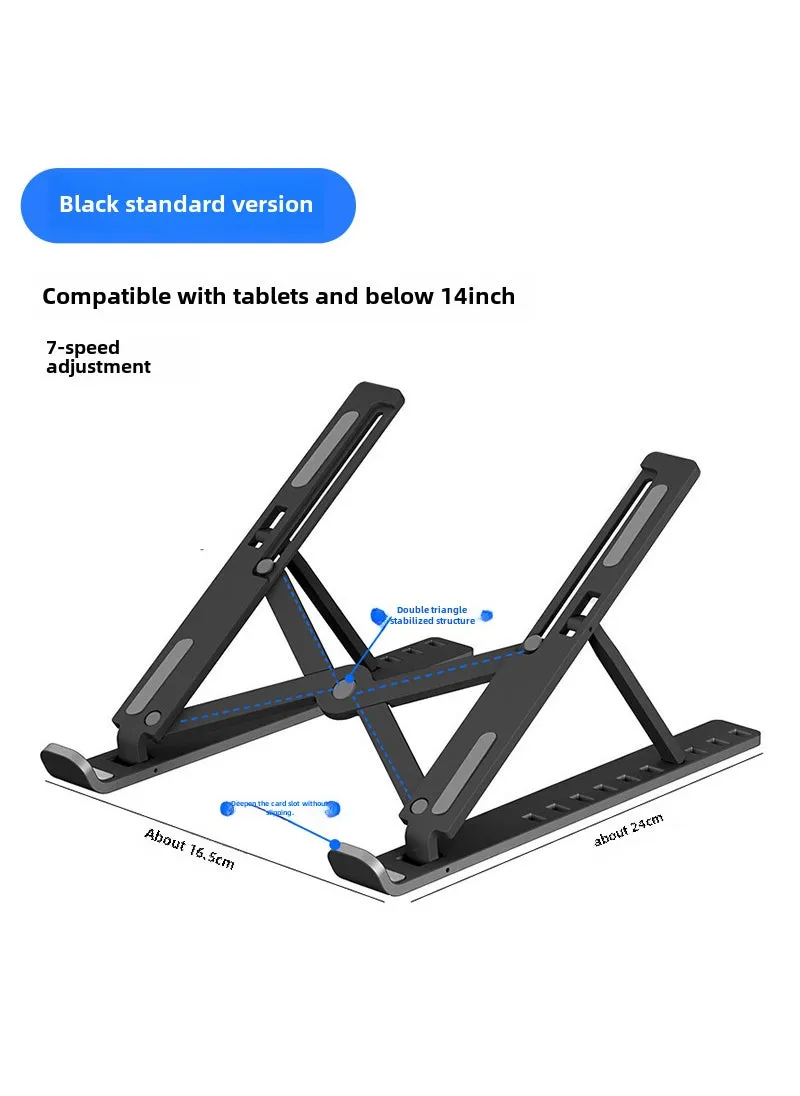حامل كمبيوتر محمول قابل للتعديل وقابل للطي وقوس تبريد مريح باللون الأسود من الدرجة السادسة [100 جرام]-1