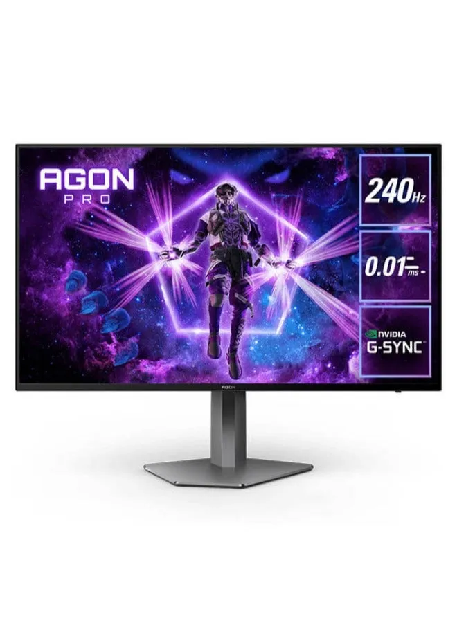 شاشة AG276QZD AGON Pro للألعاب مقاس 27 بوصة بدقة 2K QHD 2560x1440، HDR10، نوع لوحة OLED، معدل تحديث 240 هرتز، وقت استجابة 0.01 مللي ثانية، متوافق مع G-Sync، Light FX، حامل قابل لضبط الارتفاع-1