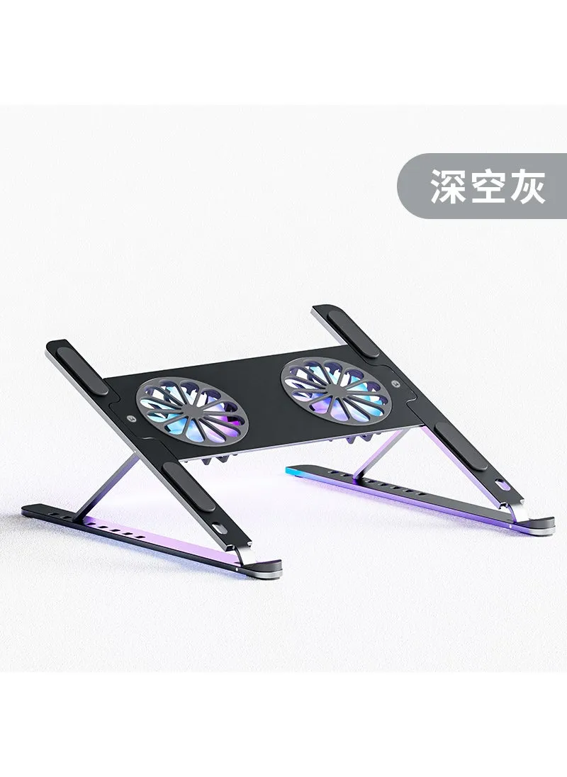 Aluminium Alloy Notebook Stand with Dual-Turbine CoolingP11F Gray (no data line) P11F Gray (no data line)-1