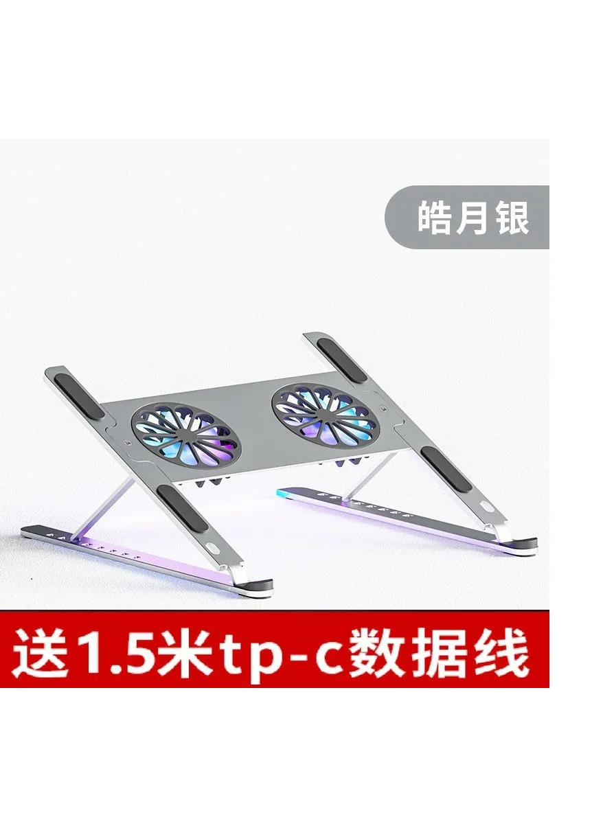 Aluminium Alloy Notebook Stand with Dual-Turbine CoolingP11F Silver +0.5M data line P11F Silver +0.5M data line-1