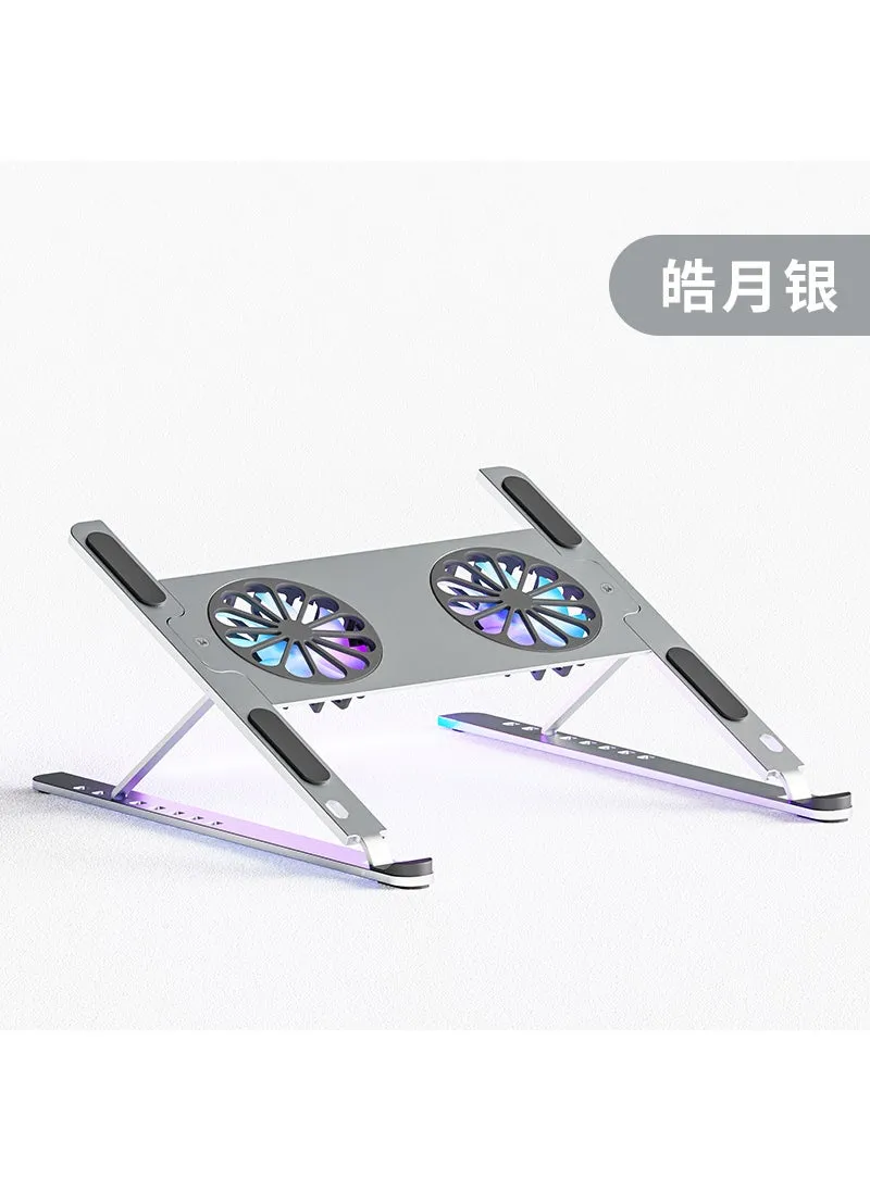 Aluminium Alloy Notebook Stand with Dual-Turbine CoolingP11F Silver (no data line) P11F Silver (no data line)-1