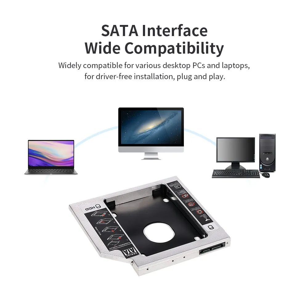 علبة محرك أقراص صلبة بواجهة SATA3.0 مصنوعة من سبيكة الألومنيوم ومتوافقة مع محرك أقراص SSD لأجهزة الكمبيوتر المكتبي واللابتوب أسود-2