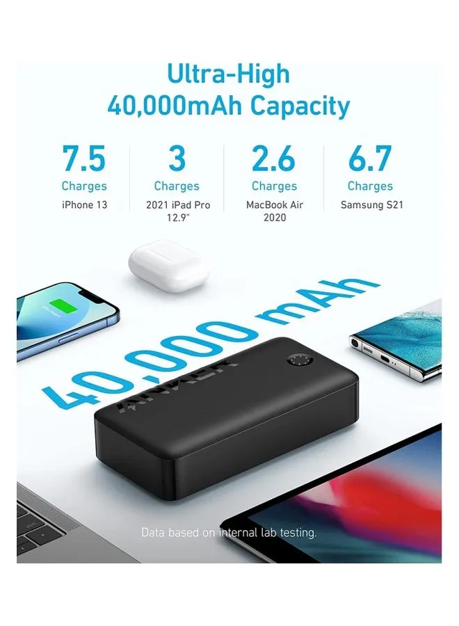 بنك طاقة، شاحن محمول 347 (PowerCore 40K)، حزمة بطارية 40,000 مللي أمبير في الساعة مع شحن عالي السرعة USB-C، لهاتف iPhone 13 / Pro/Pro Max/mini، وSamsung Galaxy، وiPad، وAirPods، والمزيد باللون الأسود أسود-2