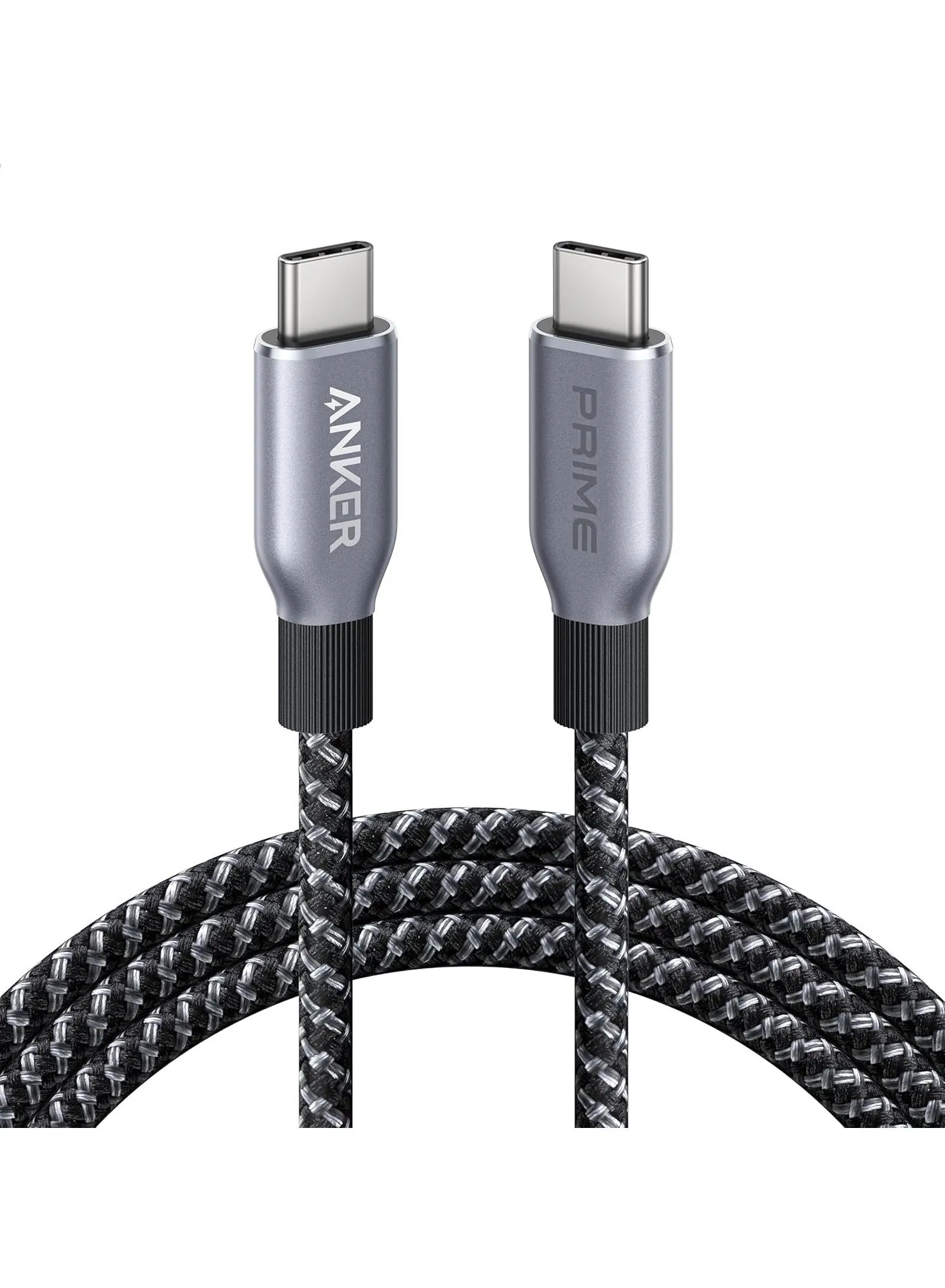 Anker Prime USB-C to USB-C Cable, 240W 6 ft Fast Charging USB-C Cable, Upcycled-Braided Nylon with High Durability, For iPhone 15/15 Pro/15 Pro Max/15 Plus, MacBook, iPad, Galaxy S24, and More Black-1