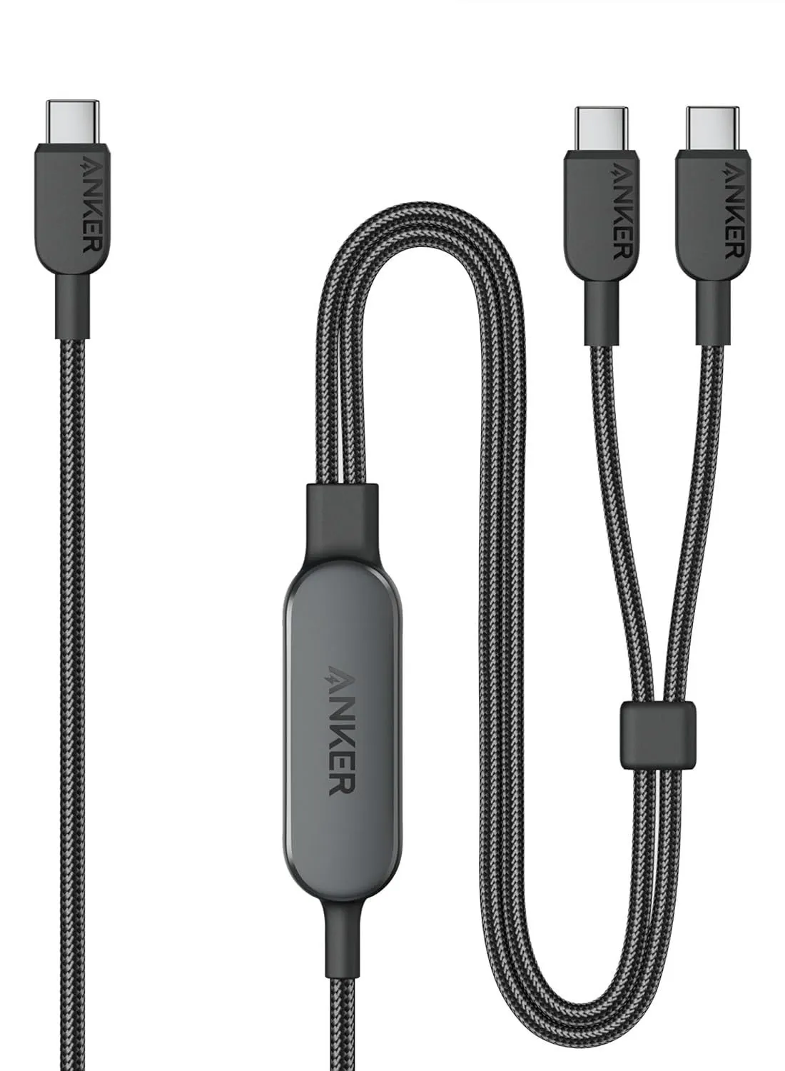 كابل Anker USB C، كابل USB C إلى USB C 2 في 1 بطول 4 أقدام، 140 وات بحد أقصى، شحن سريع لهاتف iPhone 15/15 Pro/15 Pro Max/15 Plus، وSamsung S24/S23، وMacBook Air/Pro، وLenovo، وHP، وiPad، والمزيد (USB 2.0، مضفر)-1